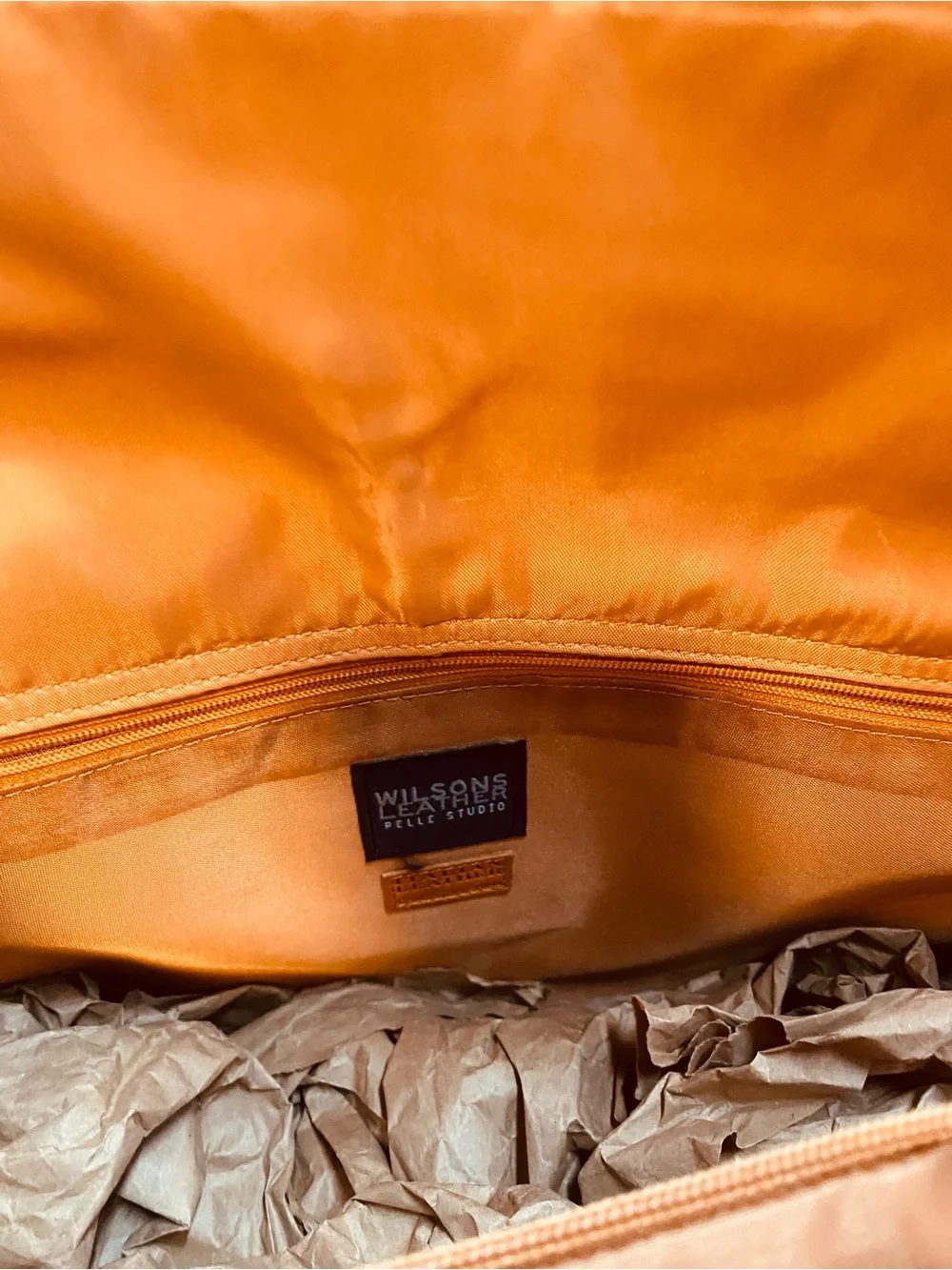 Structured Leather Shoulder Bag in Orange